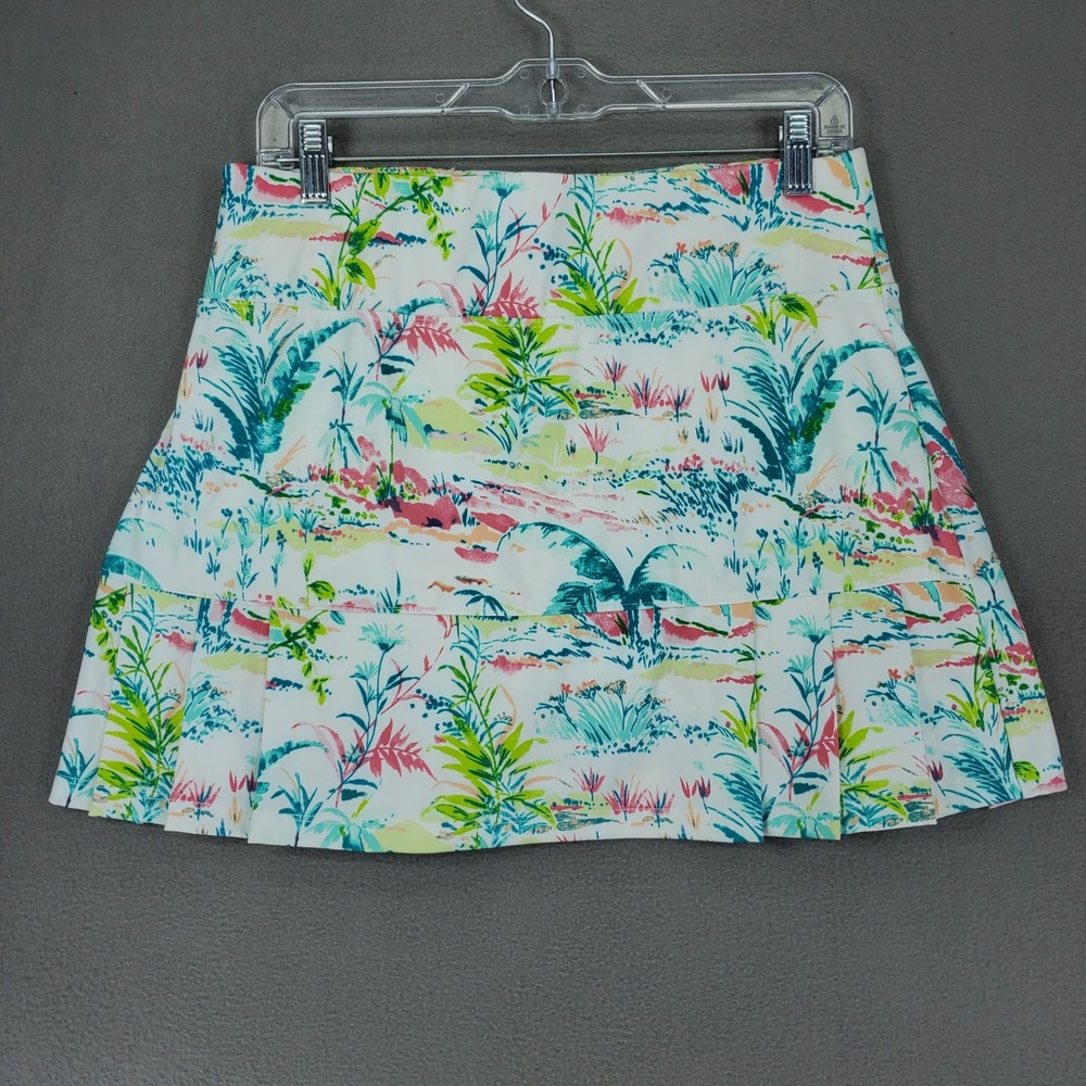 Sigrid Olsen Golf Skort Set Women M White Tropical Palm Print Zip Top Skirt - Picture 9 of 12